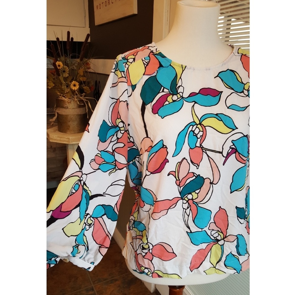 Worthington Floral Flowy Chiffon Blouse